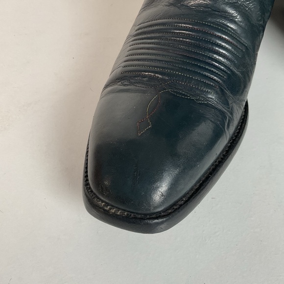 Vintage 1980s Lucchese San Antonio Navy Blue Cowboy Boots Men’s 9 B | Women’s 10 - Picture 9 of 16